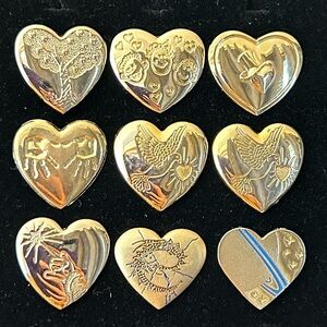 Variety Club Pins / Brooches Hearts - Lot of 9 - Disney, Aragon, Zathura